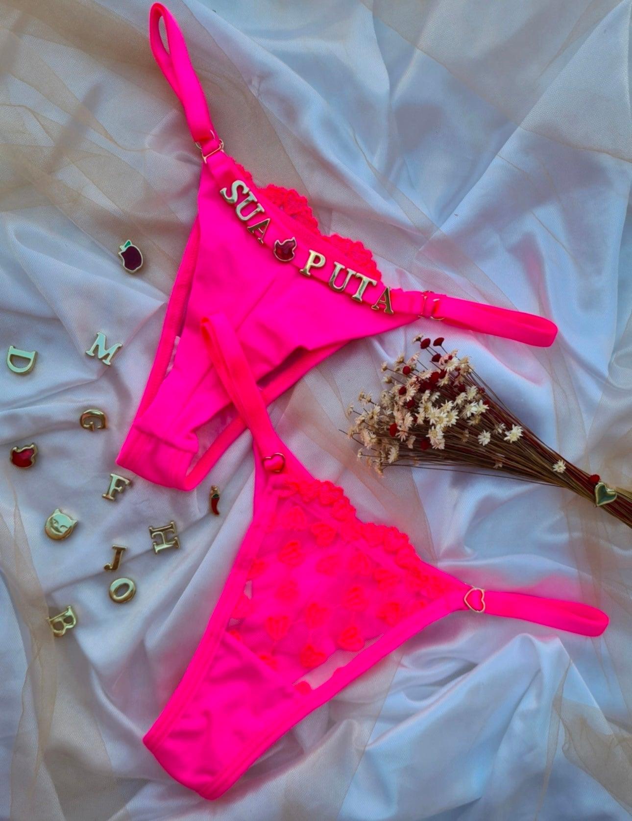 🇧🇷🌹NOVIDADE🌹Cueca/Calcinha Personalizada Rosa Néon