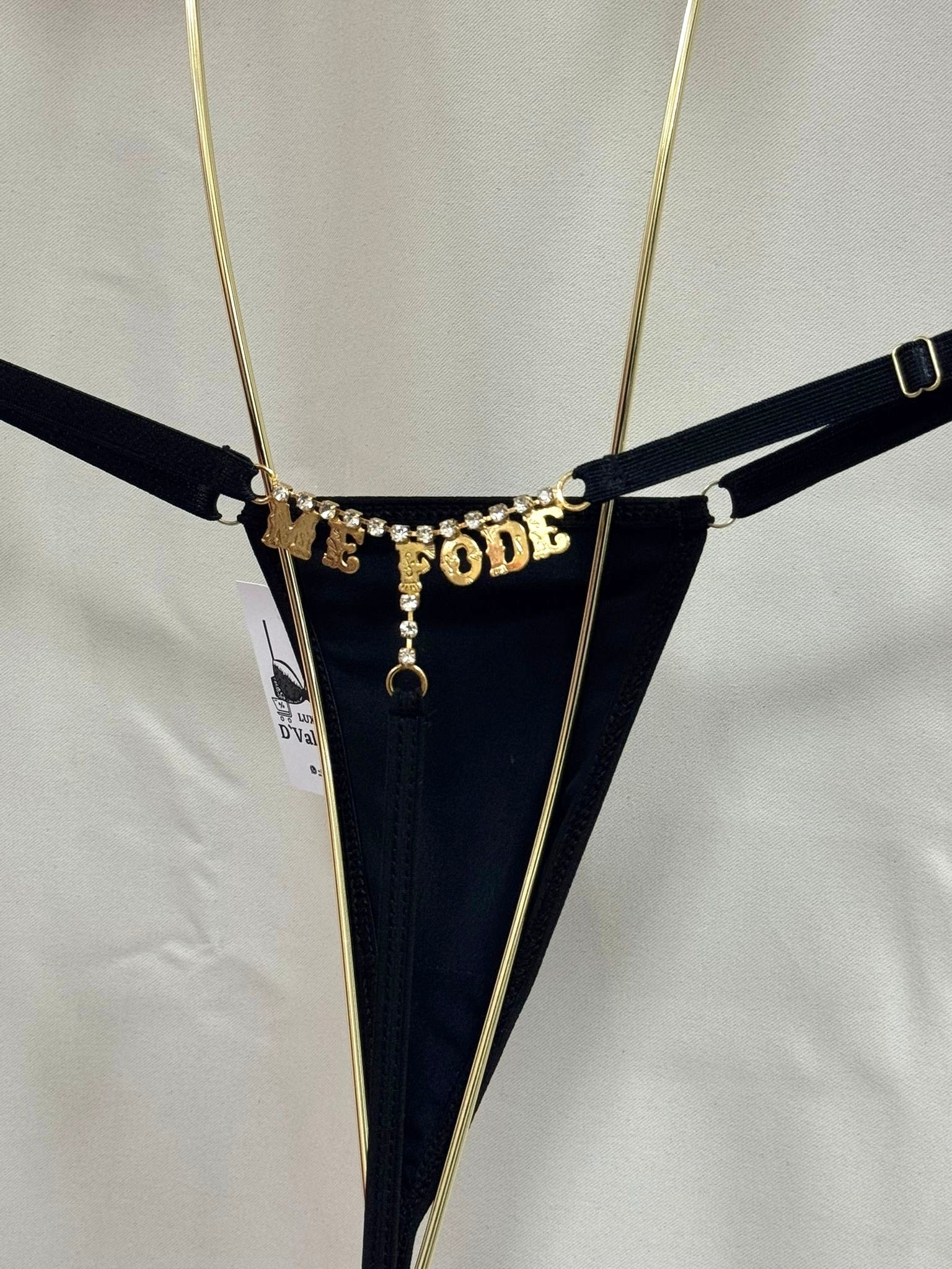 Calcinha Dora🌶️ Frase já Pronta PRETA🖤