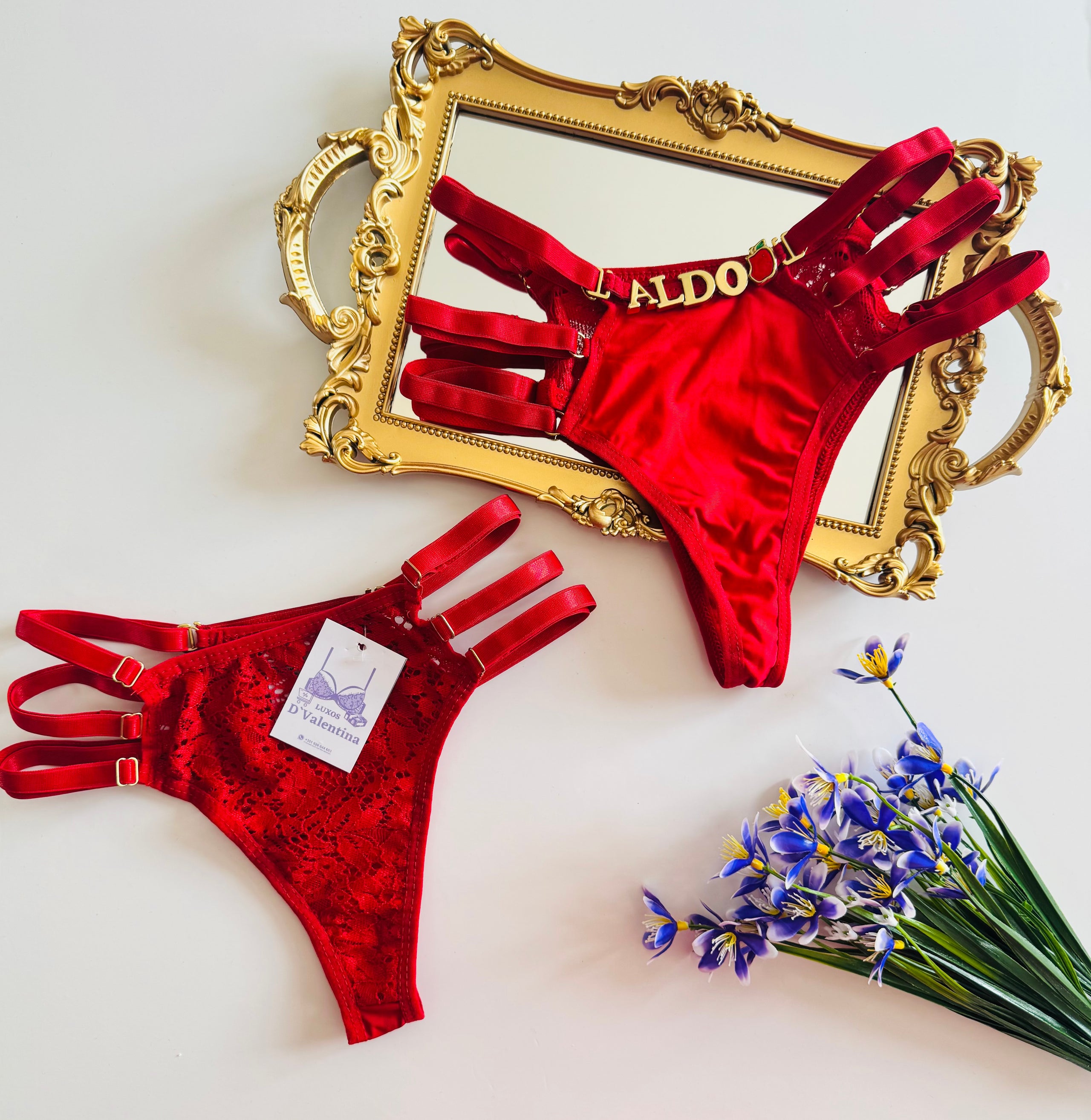 🇧🇷Calcinha Personalizada Vermelha 3 Listras