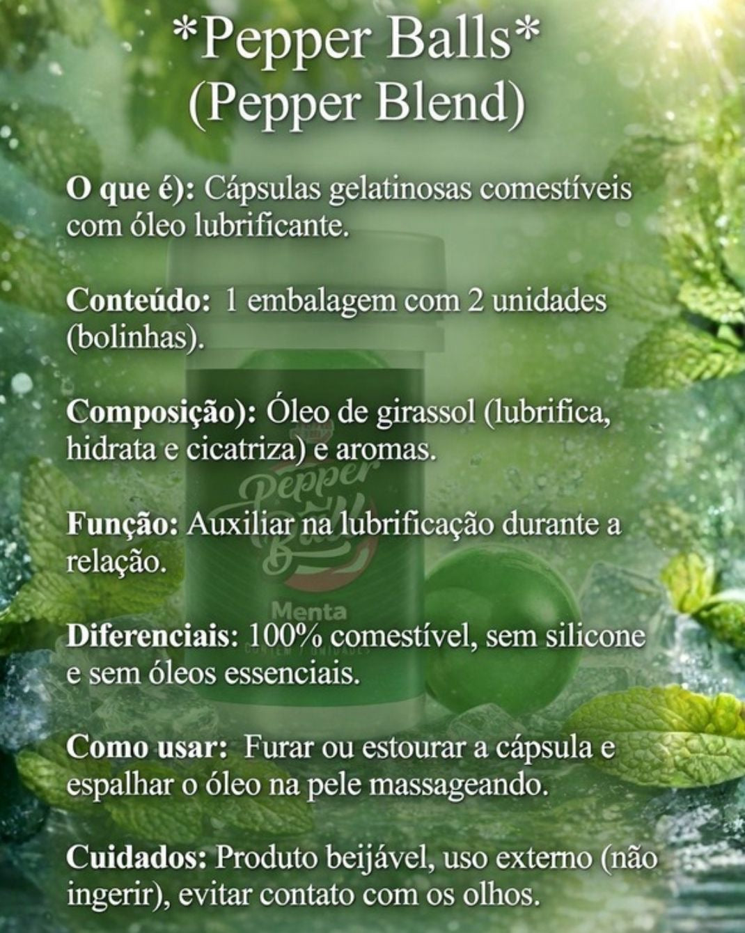 🔥 Cápsulas Gelatinosas Comestíveis de MENTA com Óleo Lubrificante- Sexy Oral