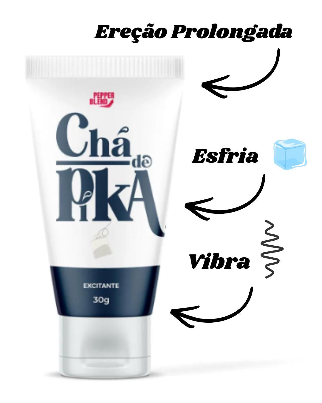 Gel Chá de Pika🔥Ativa a Circulação, Prolonga a Ereção, Vibra, Frio e Lubrifica.