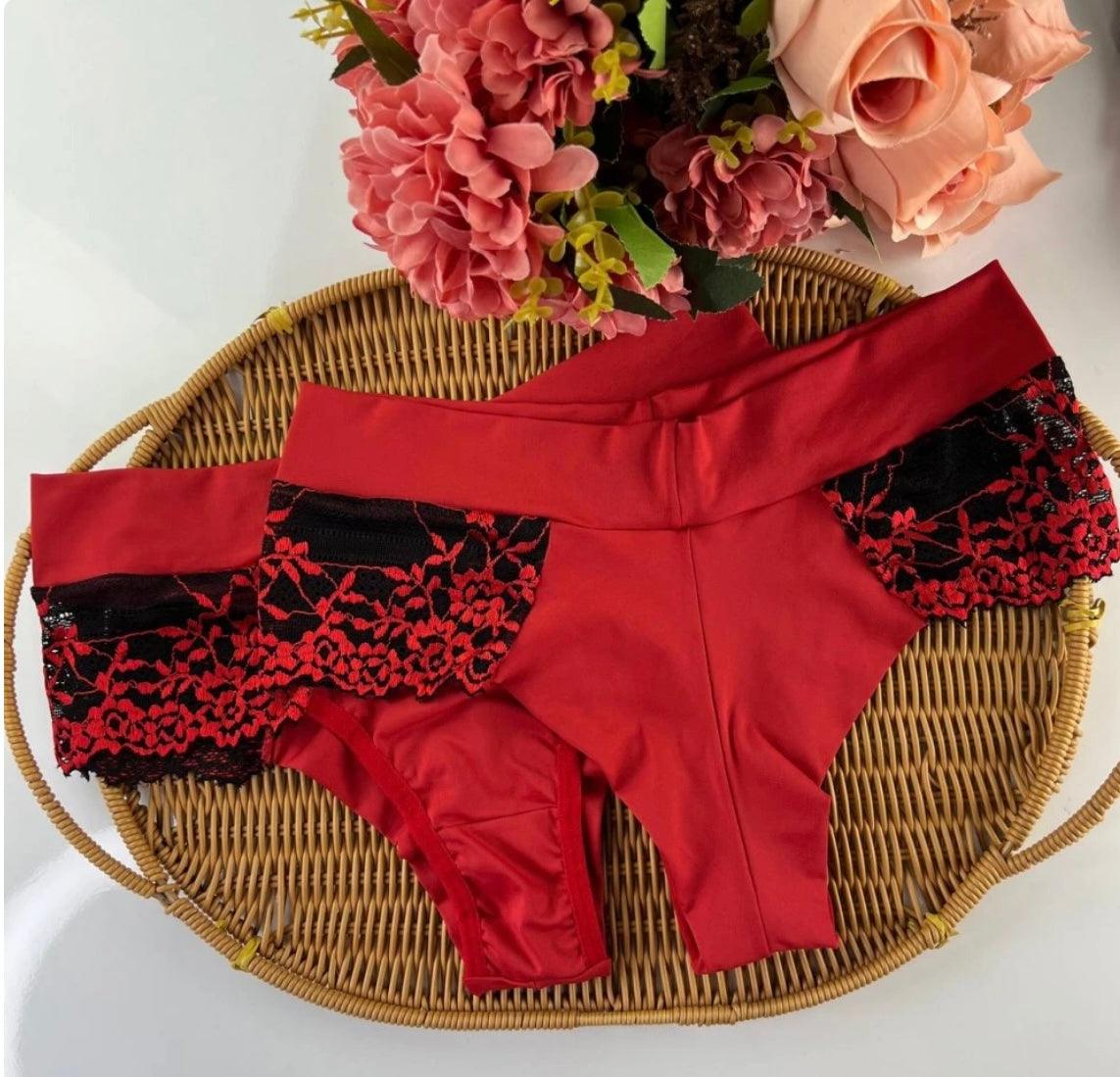 🇧🇷Cueca/Calcinha Fio duplo com Detalhes de renda