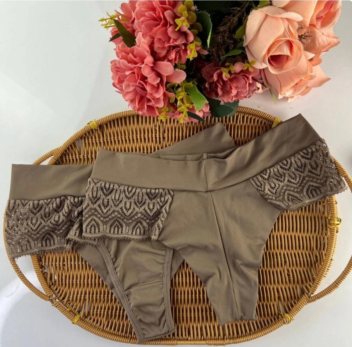 🇧🇷Cueca/Calcinha Fio duplo com Detalhes de renda