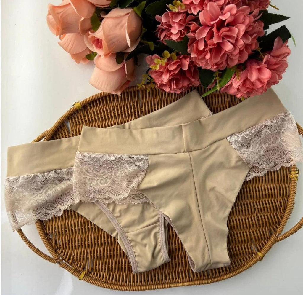 🇧🇷Cueca/Calcinha Fio duplo com Detalhes de renda