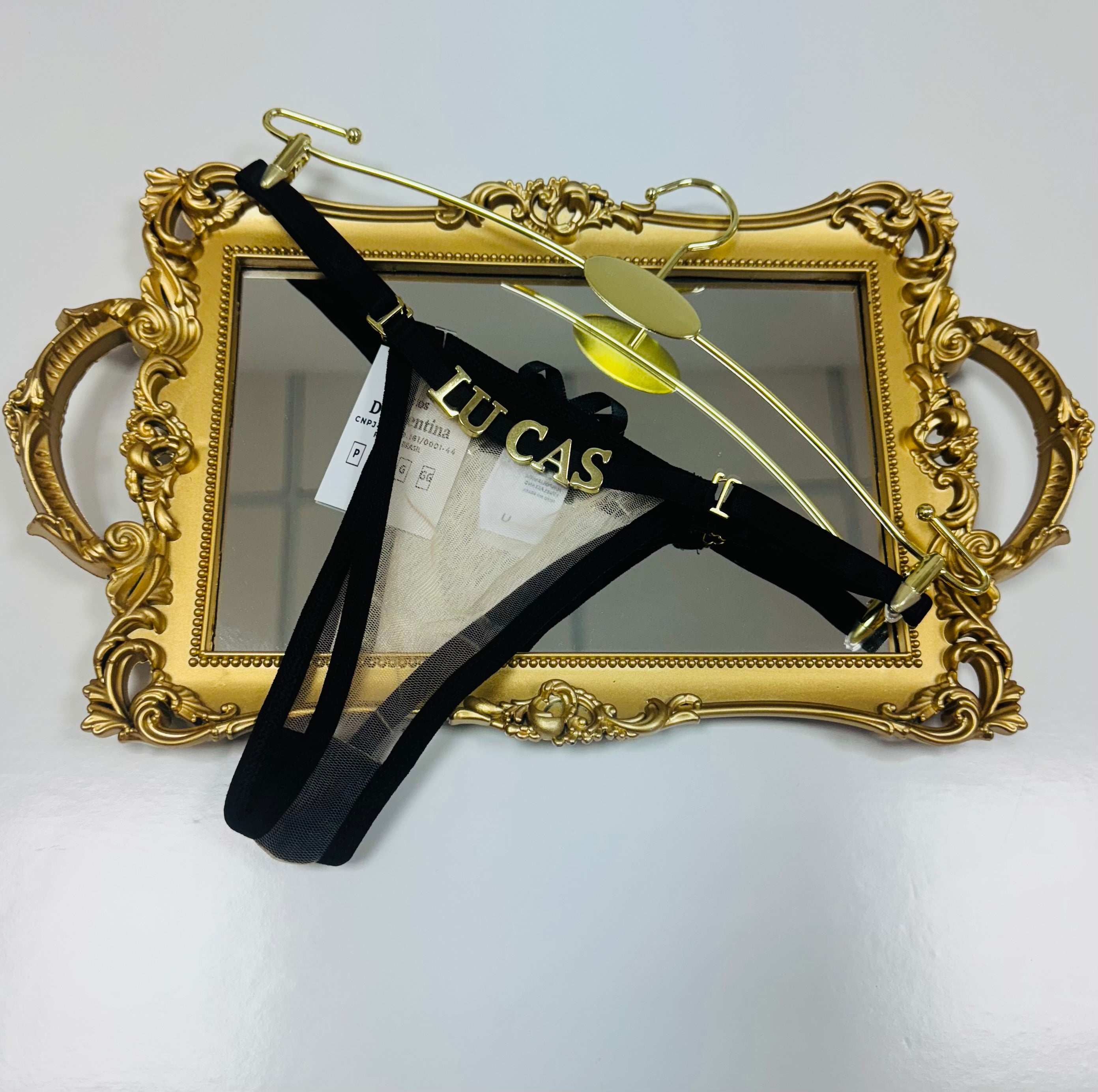 Fio Personalizavel na Tule Preto