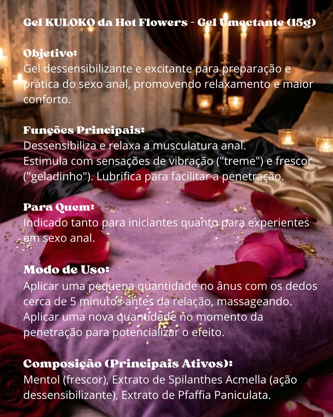 Gel KULOKO 🔥ANAL Estimula com sensações de vibração ("treme") e frescor ("gelado").