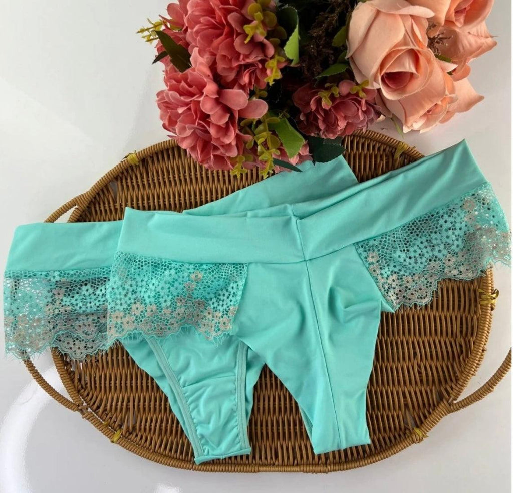 🇧🇷Cueca/Calcinha Fio duplo com Detalhes de renda