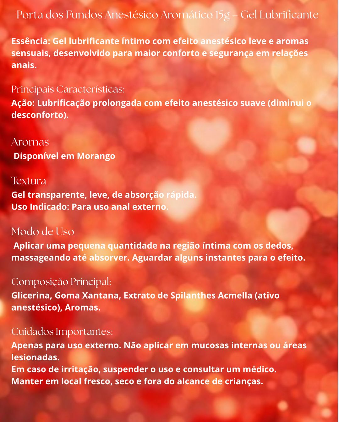 Gel Lubrificante ANAL com Efeito Anestésico🔥