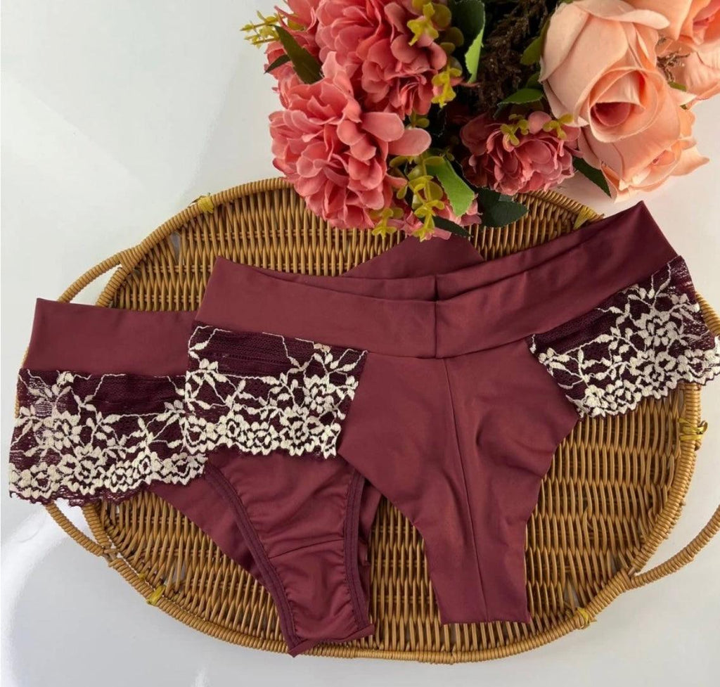 🇧🇷Cueca/Calcinha Fio duplo com Detalhes de renda