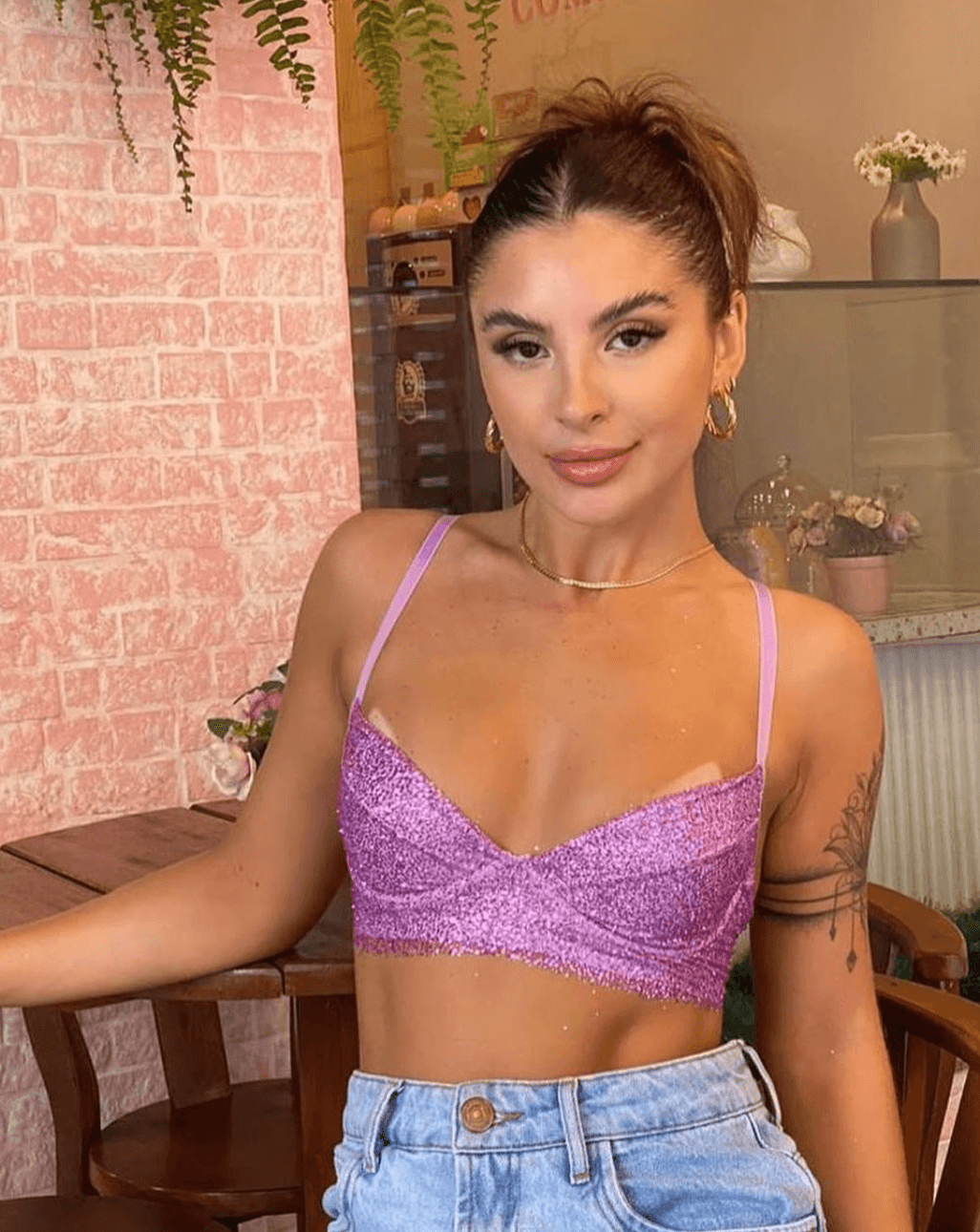 💗 Top Rosa com Glitter